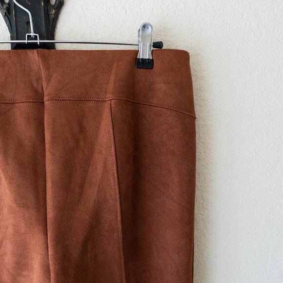Anthropologie Women’s Size 28 Brown Faux Suede Skinny Pants Ankle Zip Stretch - Picture 5 of 8
